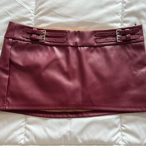 Maroon Low Rise Micro Mini Skirt